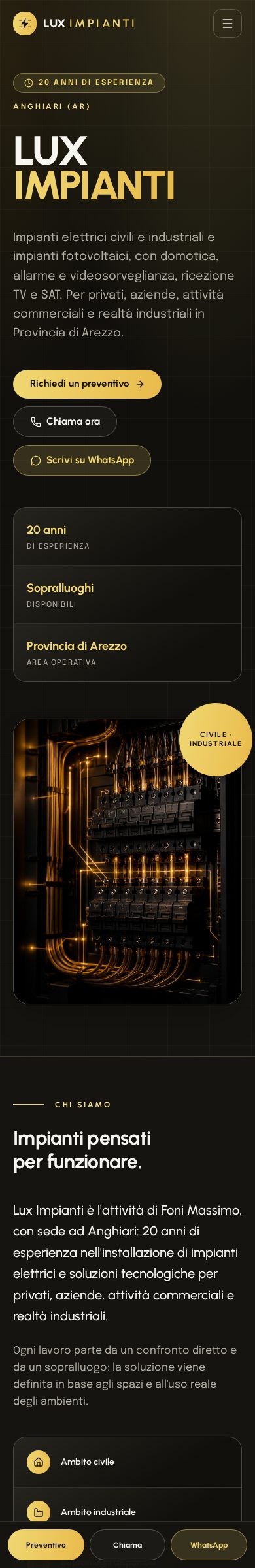 Anteprima del sito Lux Impianti su smartphone